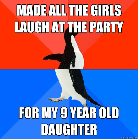 Made all the girls laugh at the party for my 9 year old daughter  Socially Awesome Awkward Penguin