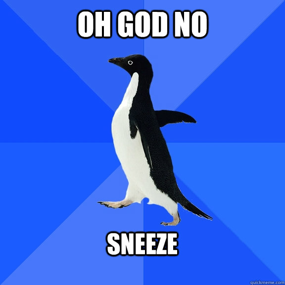 Oh god no  Sneeze   Socially Awkward Penguin