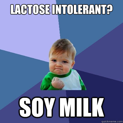 Lactose Intolerant? soy milk  Success Kid