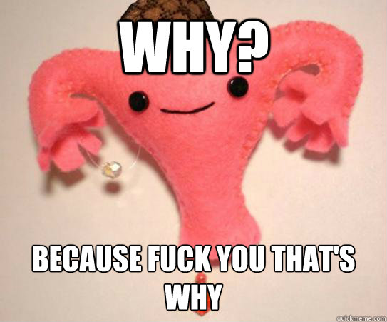 Why? because fuck you that's why  Scumbag Uterus