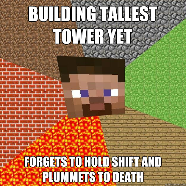 Building tallest tower yet forgets to hold shift and plummets to death  Minecraft