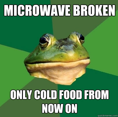 Microwave Broken Only cold food from now on  Foul Bachelor Frog