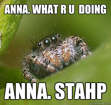 Anna. What R u  doing Anna. STAHP  Misunderstood Spider