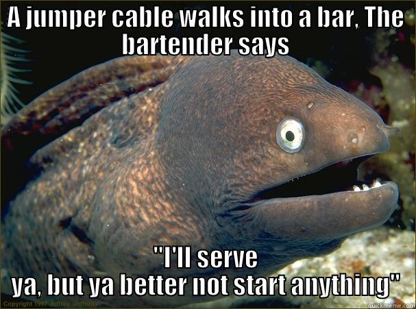 A JUMPER CABLE WALKS INTO A BAR, THE BARTENDER SAYS 