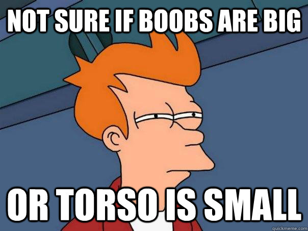 not sure if boobs are big or torso is small  Futurama Fry