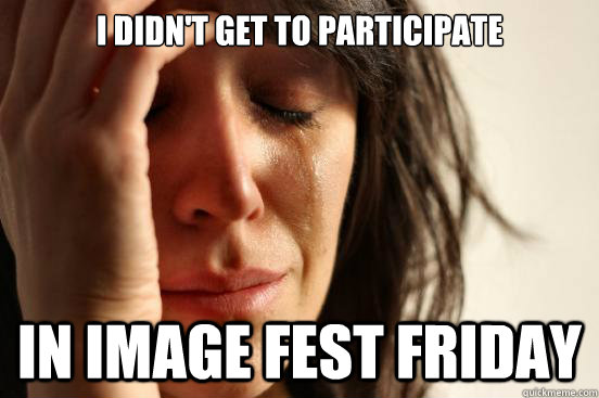 I didn't get to participate  in image fest friday  First World Problems