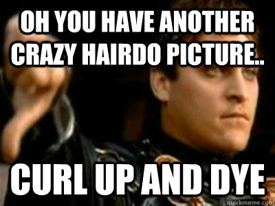 Oh you have another crazy hairdo picture.. curl up and dye - Oh you have another crazy hairdo picture.. curl up and dye  Downvoting Roman