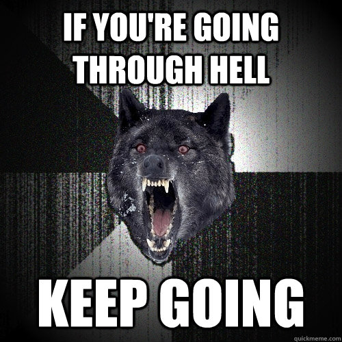 if you're going through hell keep going  Insanity Wolf