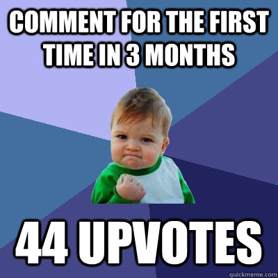 Comment for the first time in 3 months 44 upvotes  Success Kid