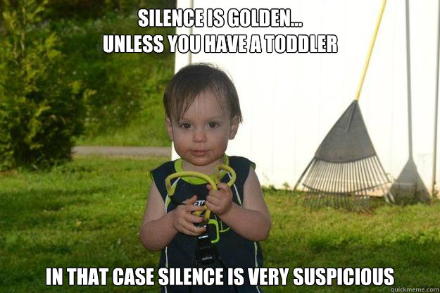 Silence is golden... 
unless you have a toddler in that case silence is very suspicious - Silence is golden... 
unless you have a toddler in that case silence is very suspicious  Misc