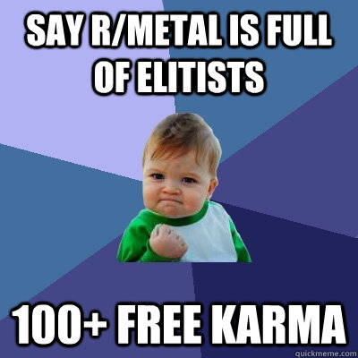 Say r/metal is full of elitists 100+ free karma  Success Kid