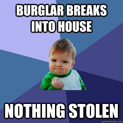 Burglar breaks into house Nothing stolen  Success Kid