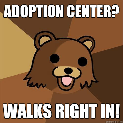 ADoption center? Walks right in! - ADoption center? Walks right in!  Pedobear