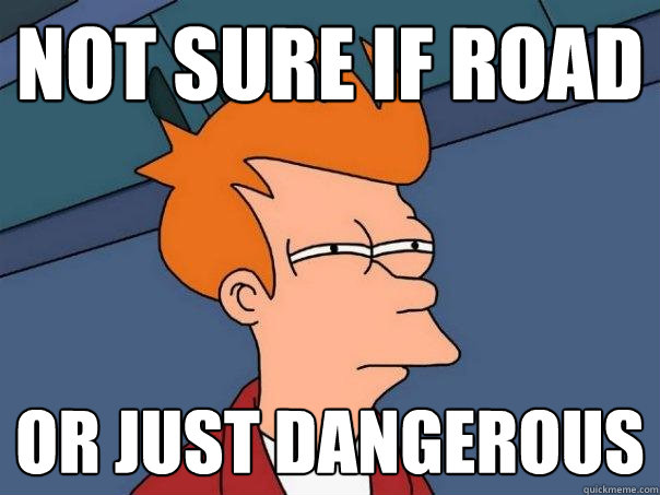 not sure if road or just dangerous - not sure if road or just dangerous  Futurama Fry