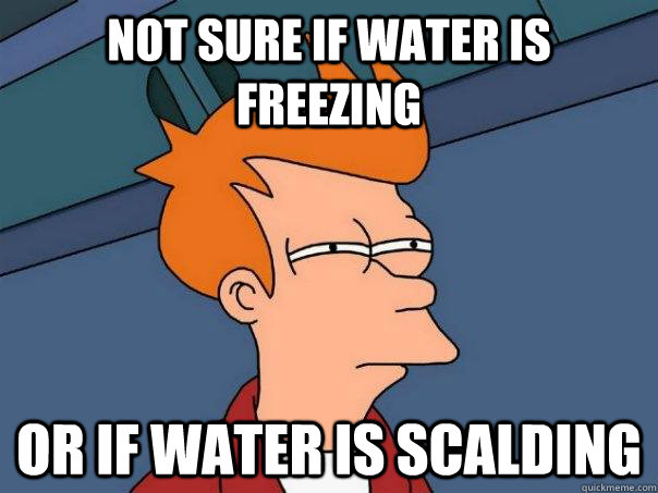 Not sure if water is freezing or if water is scalding - Not sure if water is freezing or if water is scalding  Futurama Fry