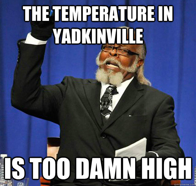 The temperature in yadkinville  Is too damn high  Jimmy McMillan