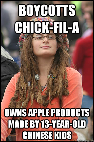 Boycotts Chick-FIl-A Owns Apple products made by 13-year-old Chinese kids  College Liberal