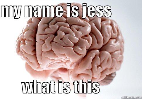 MY NAME IS JESS                   WHAT IS THIS              Scumbag Brain