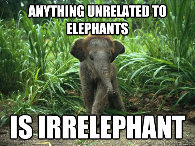 Anything unrelated to elephants is irrelephant - Anything unrelated to elephants is irrelephant  Wise Young Elephant