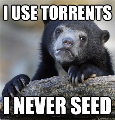 I use torrents I never seed  Confession Bear