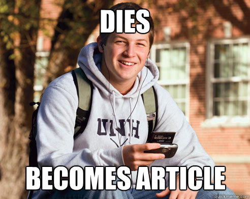 dies becomes article  College Freshman