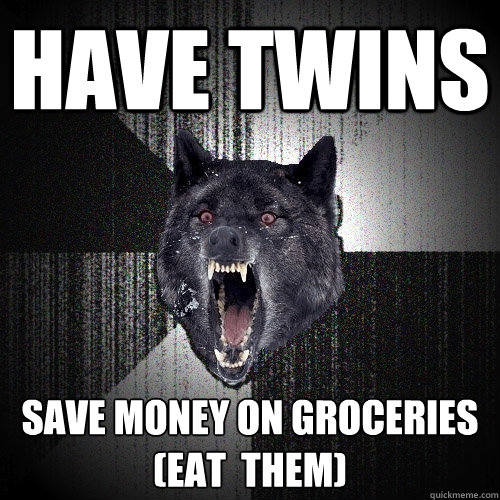 Have Twins Save Money on Groceries (eat  THEm) - Have Twins Save Money on Groceries (eat  THEm)  Insanity Wolf