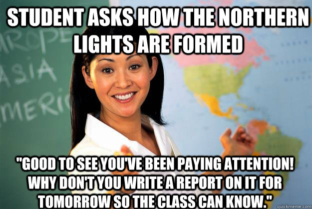 Student asks how the northern lights are formed 
