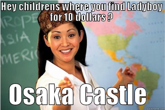 HEY CHILDRENS WHERE YOU FIND LADYBOY FOR 10 DOLLARS ? OSAKA CASTLE  Scumbag Teacher