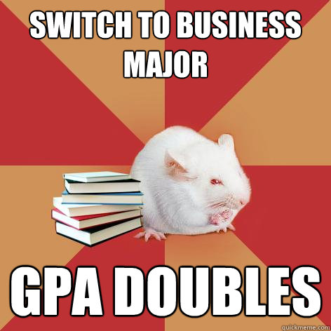 switch to business major GPA doubles - switch to business major GPA doubles  Science Major Mouse