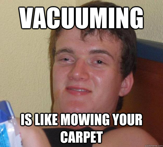 Vacuuming  Is like mowing your carpet  10 Guy