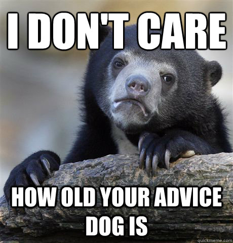 I don't care how old your advice dog is  Confession Bear