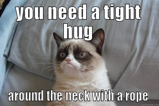 YOU NEED A TIGHT HUG AROUND THE NECK WITH A ROPE Grumpy Cat