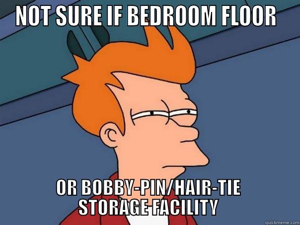 NOT SURE IF BEDROOM FLOOR  OR BOBBY-PIN/HAIR-TIE STORAGE FACILITY Futurama Fry