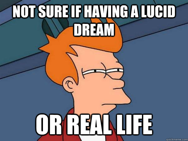 Not sure if having a lucid dream  Or Real life  Futurama Fry