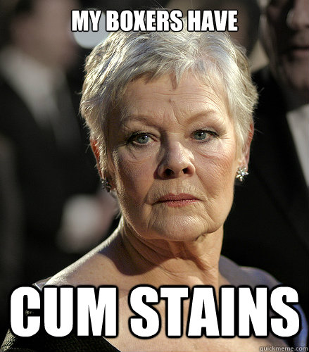 my boxers have cum stains - my boxers have cum stains  Judi Dench