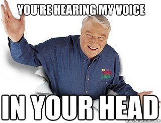 You're hearing my voice in your head  Obvious John Madden