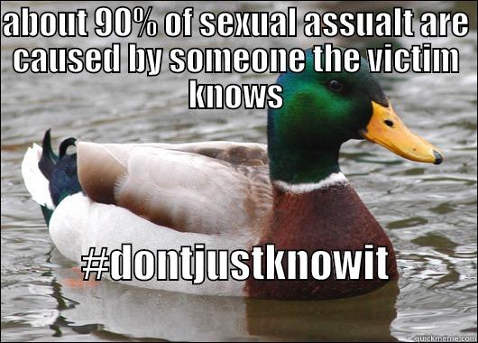 ABOUT 90% OF SEXUAL ASSUALT ARE CAUSED BY SOMEONE THE VICTIM KNOWS #DONTJUSTKNOWIT                      Actual Advice Mallard