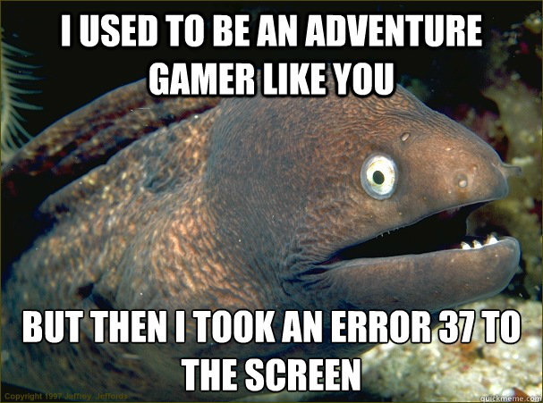 I used to be an adventure gamer like you but then I took an error 37 to the screen  Bad Joke Eel