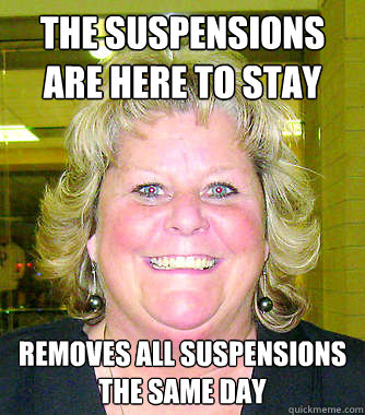 The Suspensions
Are Here To Stay Removes All Suspensions 
The Same Day - The Suspensions
Are Here To Stay Removes All Suspensions 
The Same Day  Big Tool