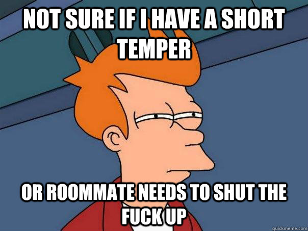 Not sure if i have a short temper Or roommate needs to shut the fuck up  Futurama Fry