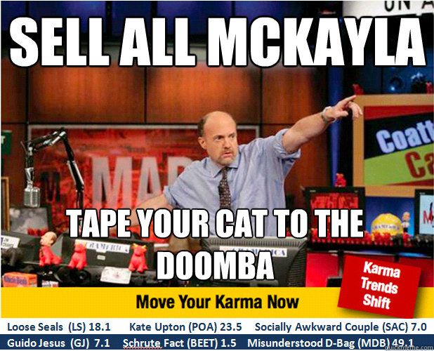 sell all mckayla tape your cat to the doomba  Jim Kramer with updated ticker