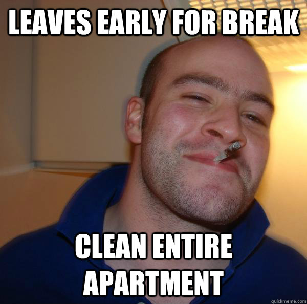 Leaves early for break Clean entire apartment - Leaves early for break Clean entire apartment  Misc