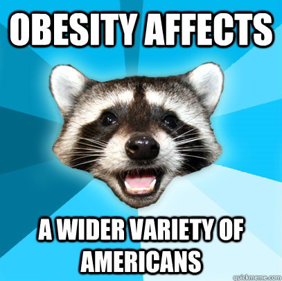 OBESITY AFFECTS A WIDER VARIETY OF AMERICANS   Lame Pun Coon