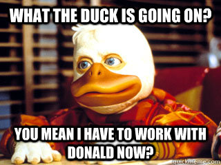 What the Duck is going on? You mean I have to work with Donald now?  Howard the Duck