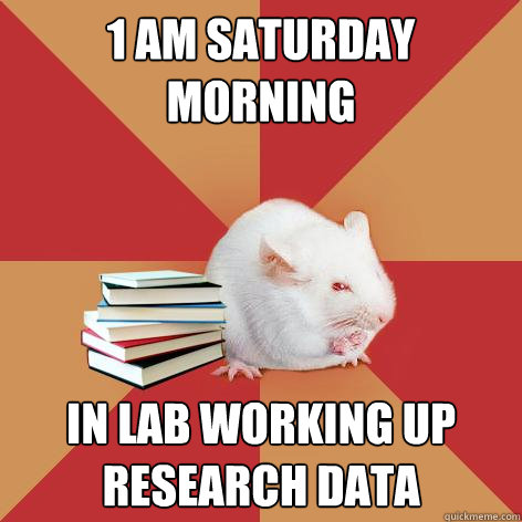 1 am saturday morning In lab working up research data  Science Major Mouse