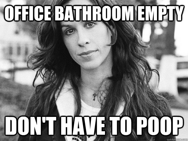 Office bathroom empty don't have to poop  Ironic Alanis