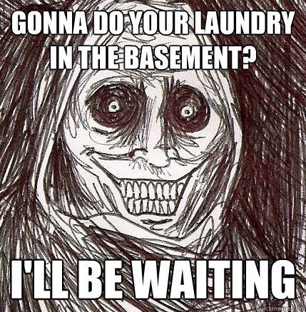 Gonna do your laundry in the basement? I'll be waiting  Horrifying Houseguest