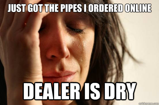 Just got the pipes i ordered online Dealer is dry  First World Problems