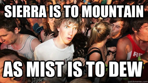 Sierra is to Mountain As mist is to dew - Sierra is to Mountain As mist is to dew  Sudden Clarity Clarence