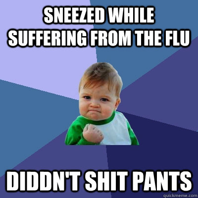 Sneezed while suffering from the flu diddn't shit pants  Success Kid